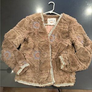 Brown Faux Fur Jacket with Plush Texture, never worn